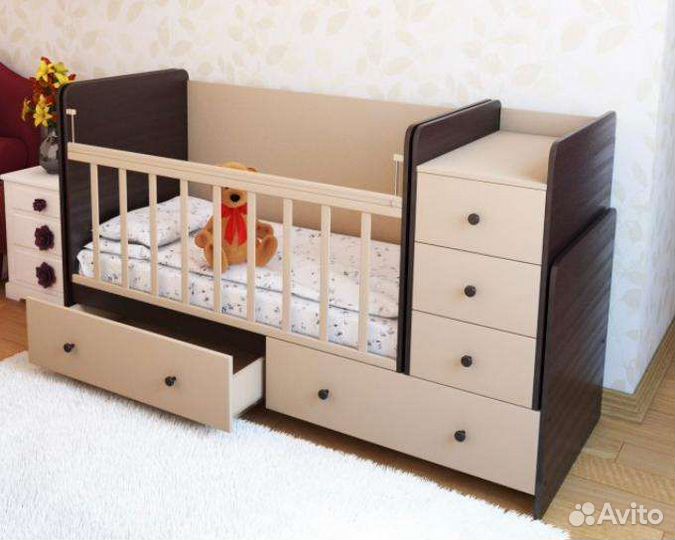Детская кроватка трансформер с комодом