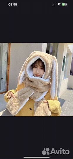 Шапка-шарф зайка