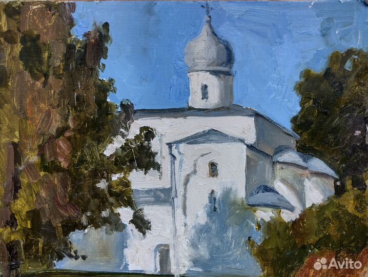 Картина: Церковь, Картон/Масло, 35х25