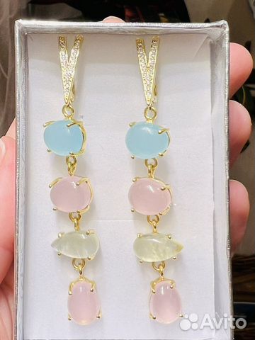 Новые Серьги Teatrium с кварцем и халцедоном