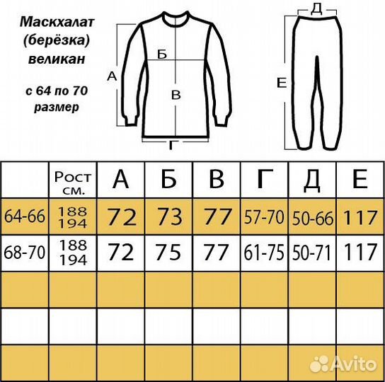 Маскхалат березка с 48 по 62 размер