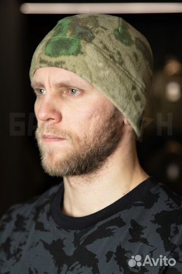 Шапка флисовая, зелёный мох