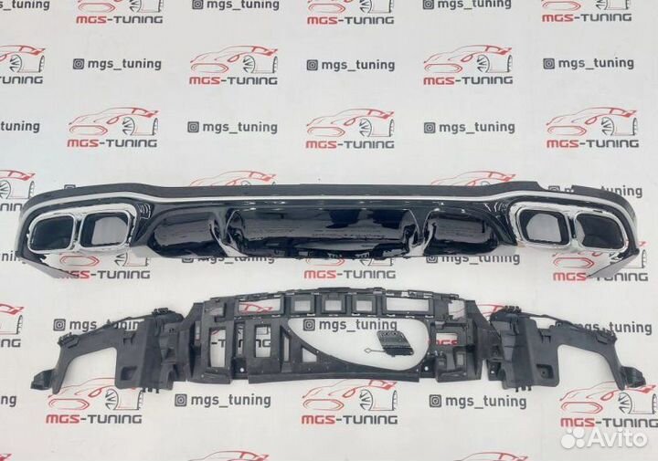 Диффузор хром с насадками E63s Mercedes w213 Рест