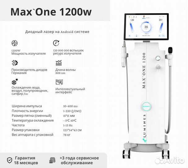 Диодный лазер для эпиляции Лю'Минес Max One 1200в