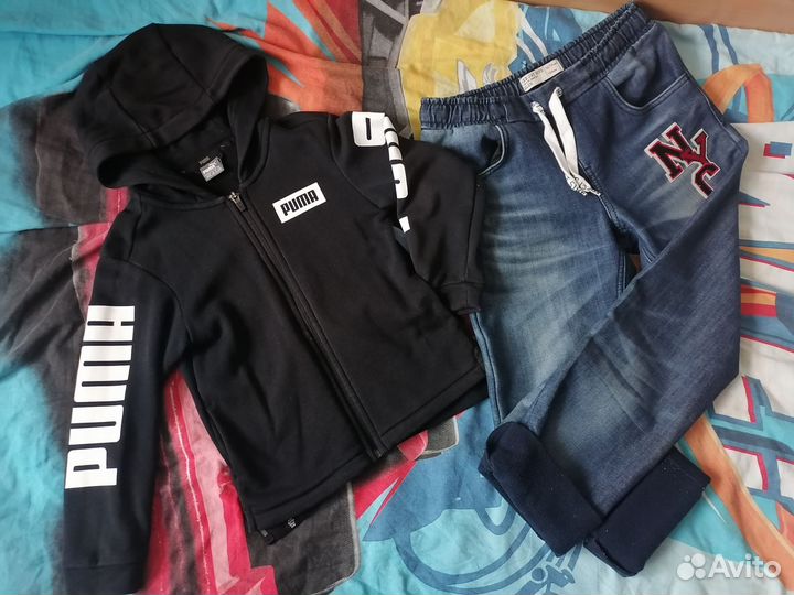 Кофта Puma 116, джинсы утепленные 158