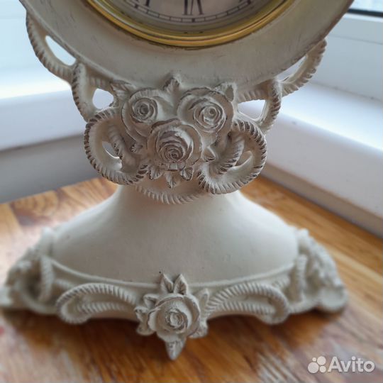 Часы настольные каминные, стиль шебби-шик, кварцев