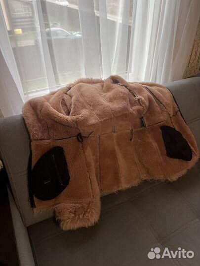 Дубленка натуральная кожа и мех с капюшоном