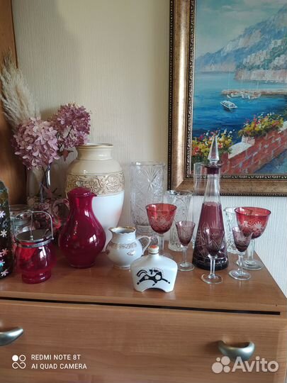 Антиквариат, импорт, графин марганцевый хрусталь