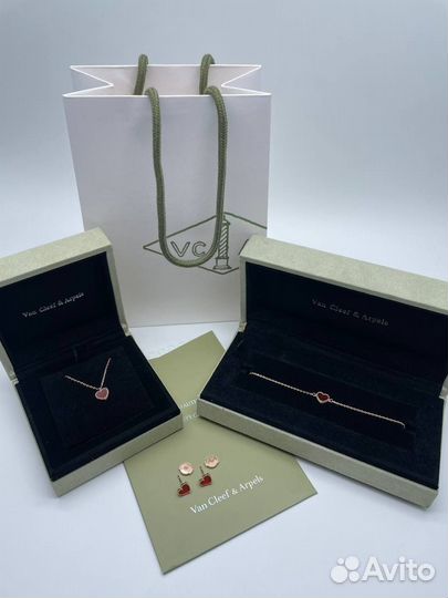 Van cleef серьги, подвеска, браслет сердце