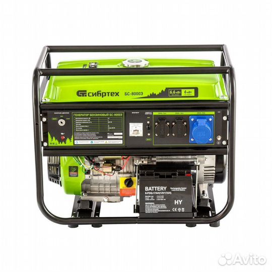 Генератор бензиновый бс-8000Э, 6,6 кВт, 230В