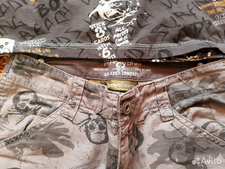 Брюки лён с черепами для мальчика рост 158-164