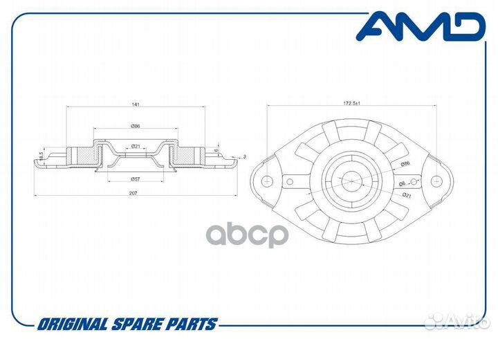 Опора амортизатора зад amdsb2432 AMD