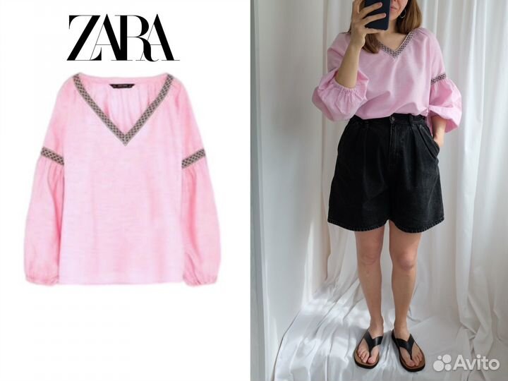 Блуза Zara M-L лен