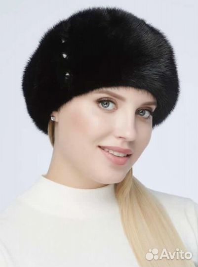 Черный норковый берет. Новый