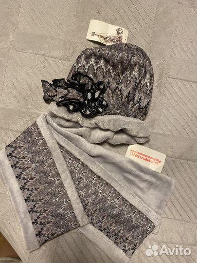 Новый женский комплект шапка, шарф