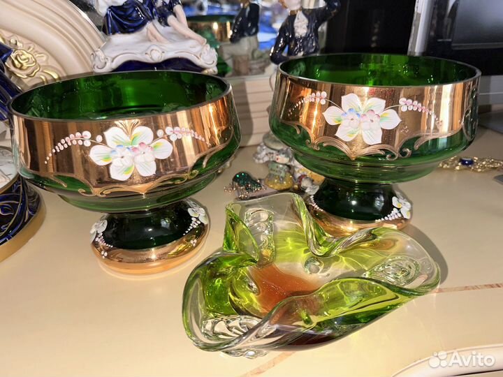 Конфетница Богемия зеленая bohemia