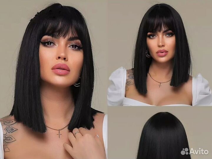 Парик черный с челкой