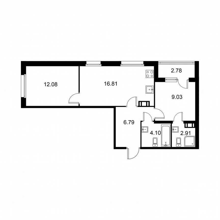 2-к. квартира, 53,1 м², 5/9 эт.