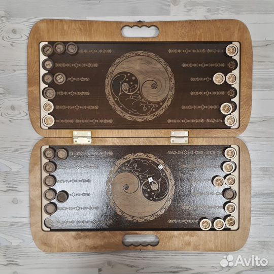 Нарды ручной работы, большие с ручкой