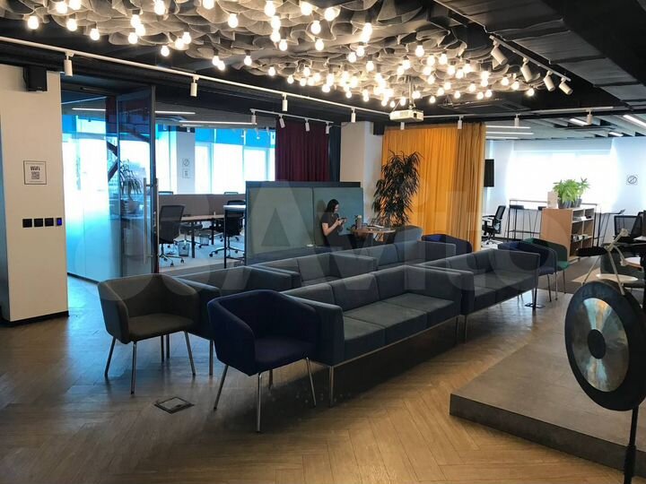 Офис, рабочие места с мебелью