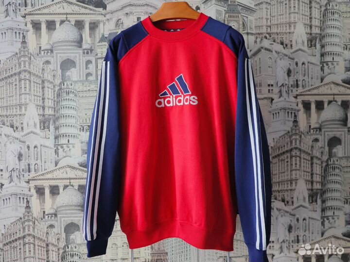 Толстовка свитшот Adidas Knitted Logo vtg оригинал