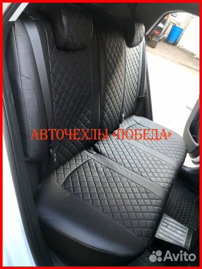Чехлы Hyundai Santa-Fe 3 из экокожи чёрные Ромб