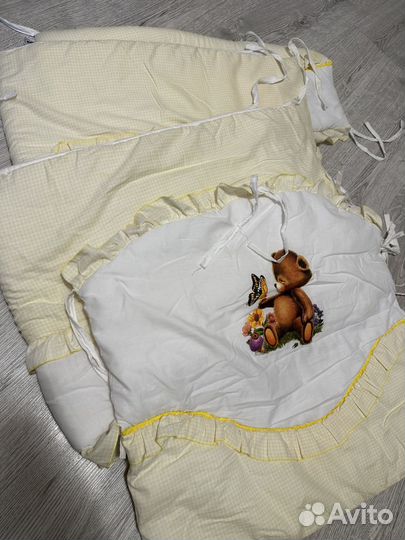 Комплект бортиков в детскую кроватку + балдахин