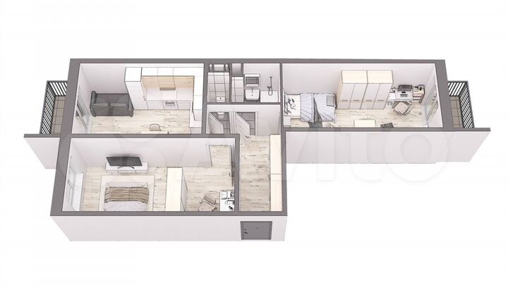 2-к. квартира, 58,9 м², 6/8 эт.