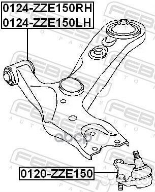 Рычаг передний правый 0124ZZE150RH Febest