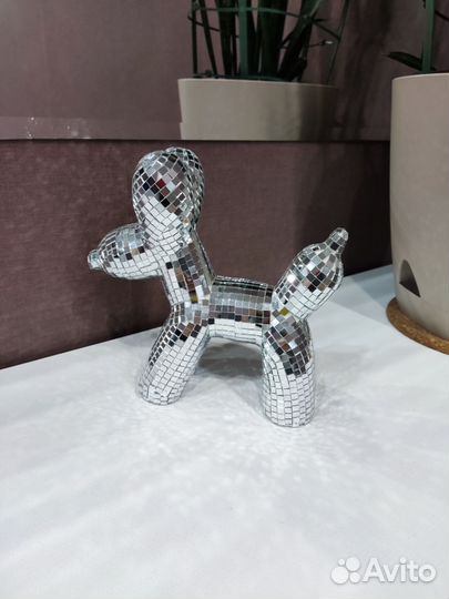 Диско дог собачка с зеркалами статуэтка из гипса