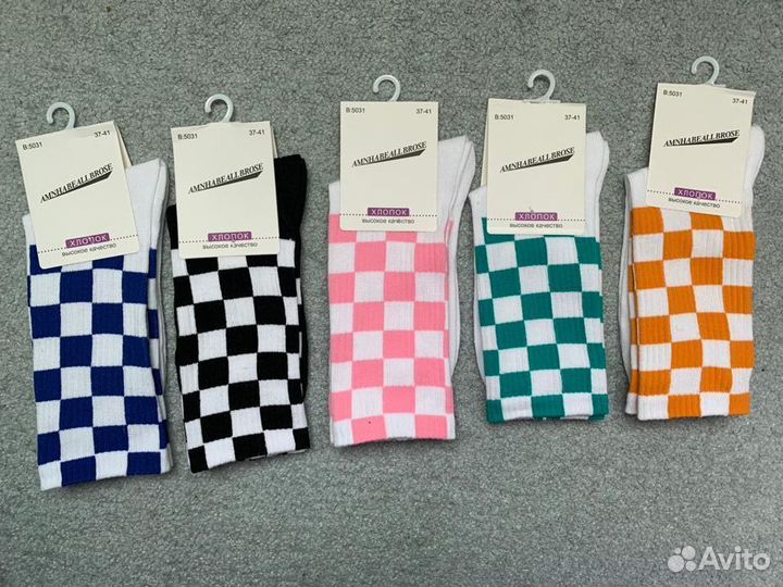 Носки в клетку высокие унисекс