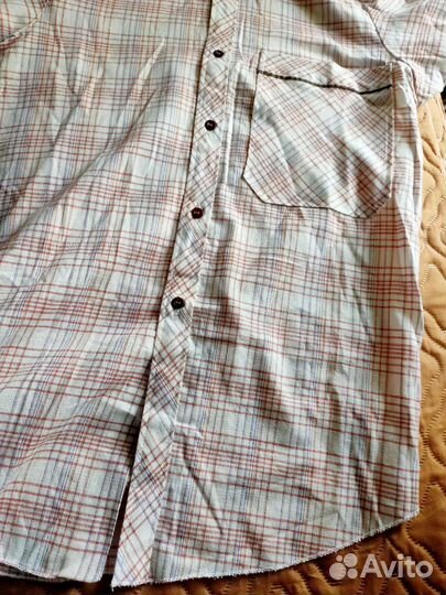 Рубашка новая короткий рукав в клетку 37р винтаж