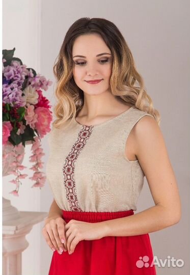 Льняной костюм в русском стиле s