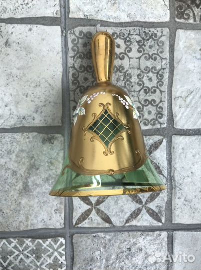 Колокольчик чешское стекло сигнальный Богемия