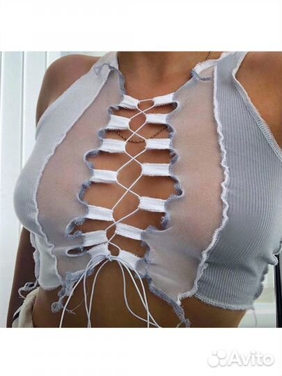 Кроп топ y2k с на веревке