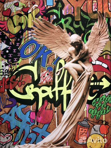 Современная картина граффити поп арт Статуя Ангел