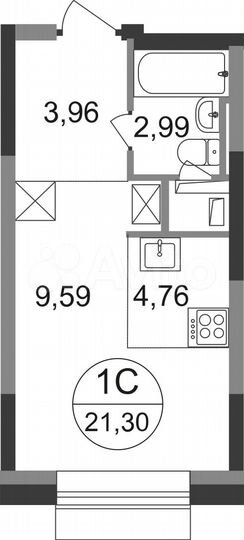 Квартира-студия, 21,3 м², 15/22 эт.