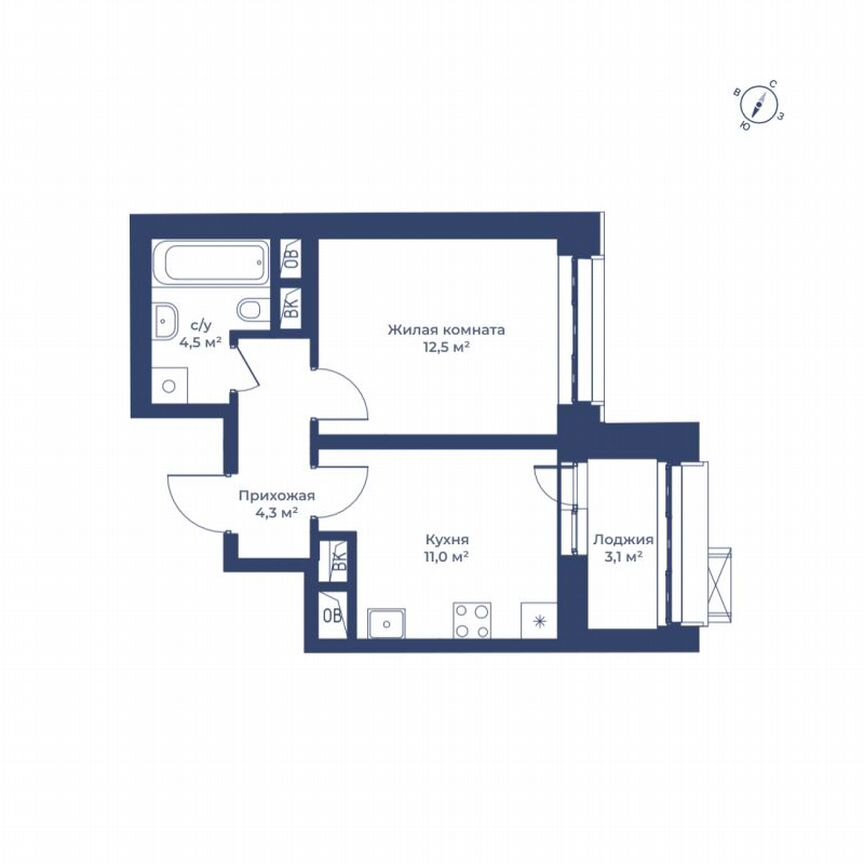1-к. квартира, 33,9 м², 7/11 эт.