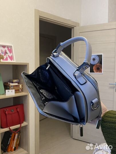 Сумка серая кожаная