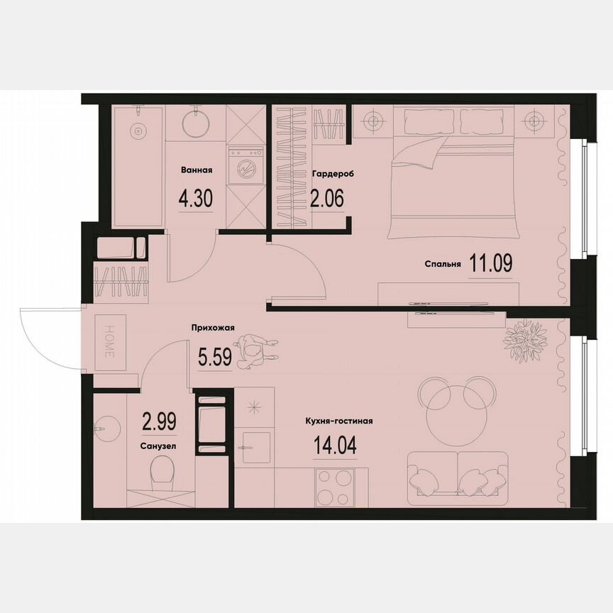 1-к. квартира, 40,1 м², 3/12 эт.