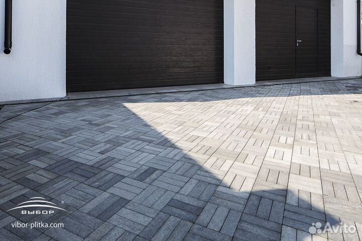 Тротуарная плитка паркет, цв.серый, 60 мм Выбор