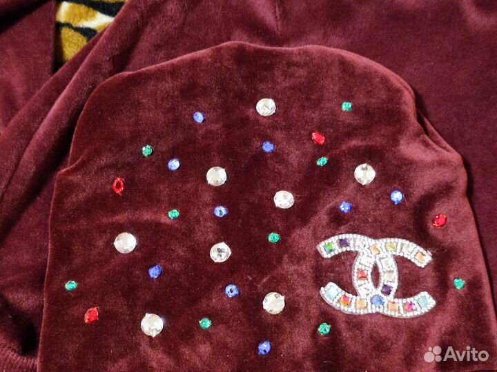 Велюровый костюм с шапкой 56