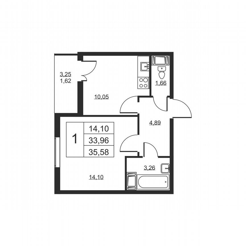 1-к. квартира, 35,6 м², 5/19 эт.
