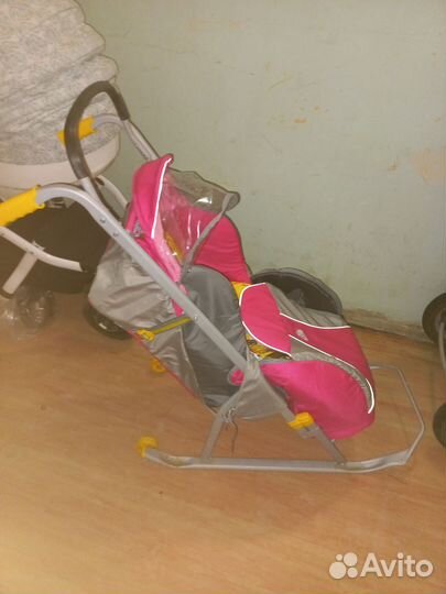 Детские санки коляска с колесами