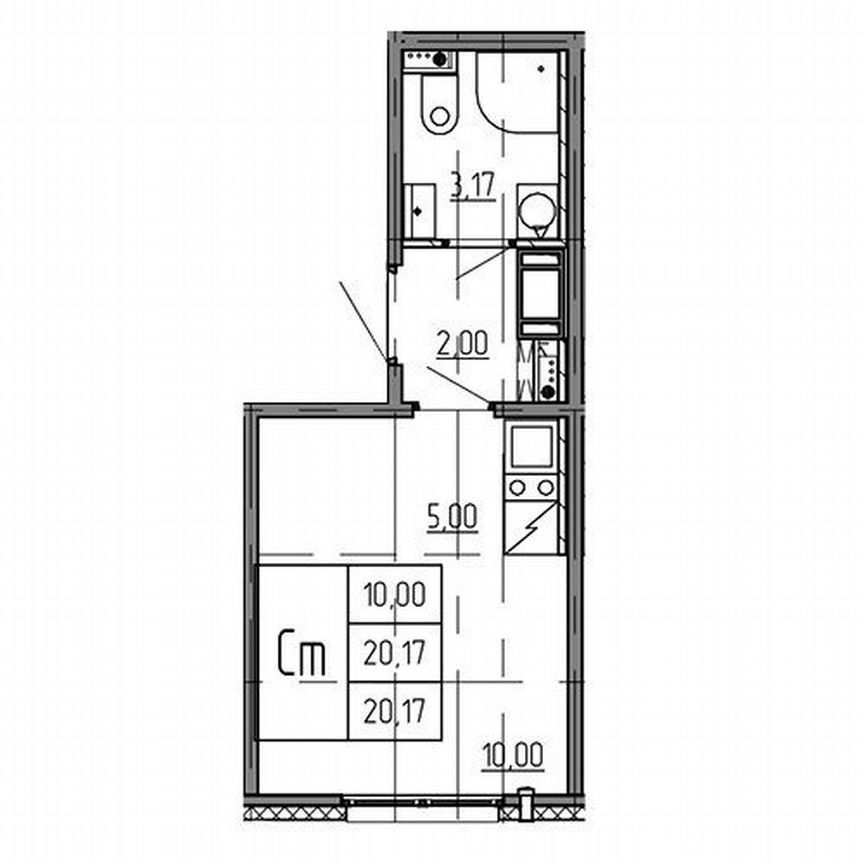 Квартира-студия, 20,2 м², 18/20 эт.