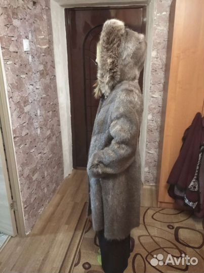 Шуба нутрия с капюшоном