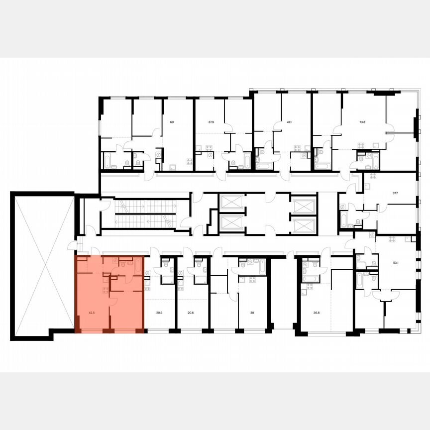 1-к. квартира, 42,5 м², 33/37 эт.