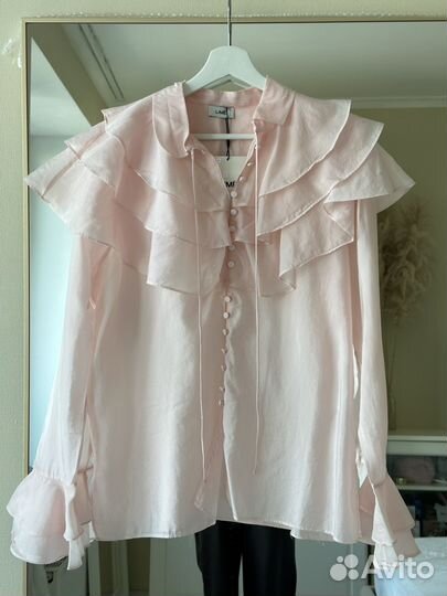 Блуза lime L розовая новая с воланами