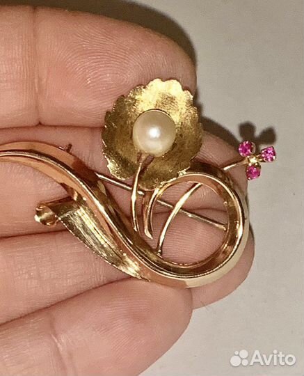 Брошь золотая винтаж Италия 750