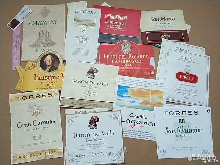 Этикетки винные начала 2000-х более 70 шт